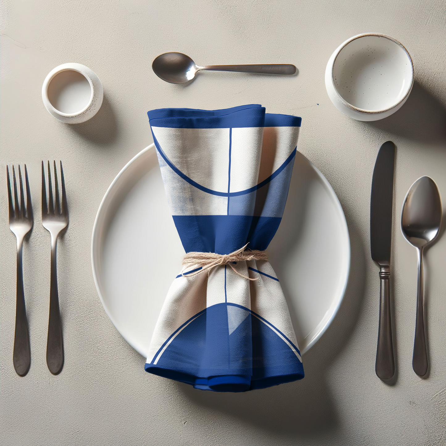 Royal Blue and White Napkin