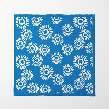 Cerulean Daisies Napkin - Organic Cotton Voile