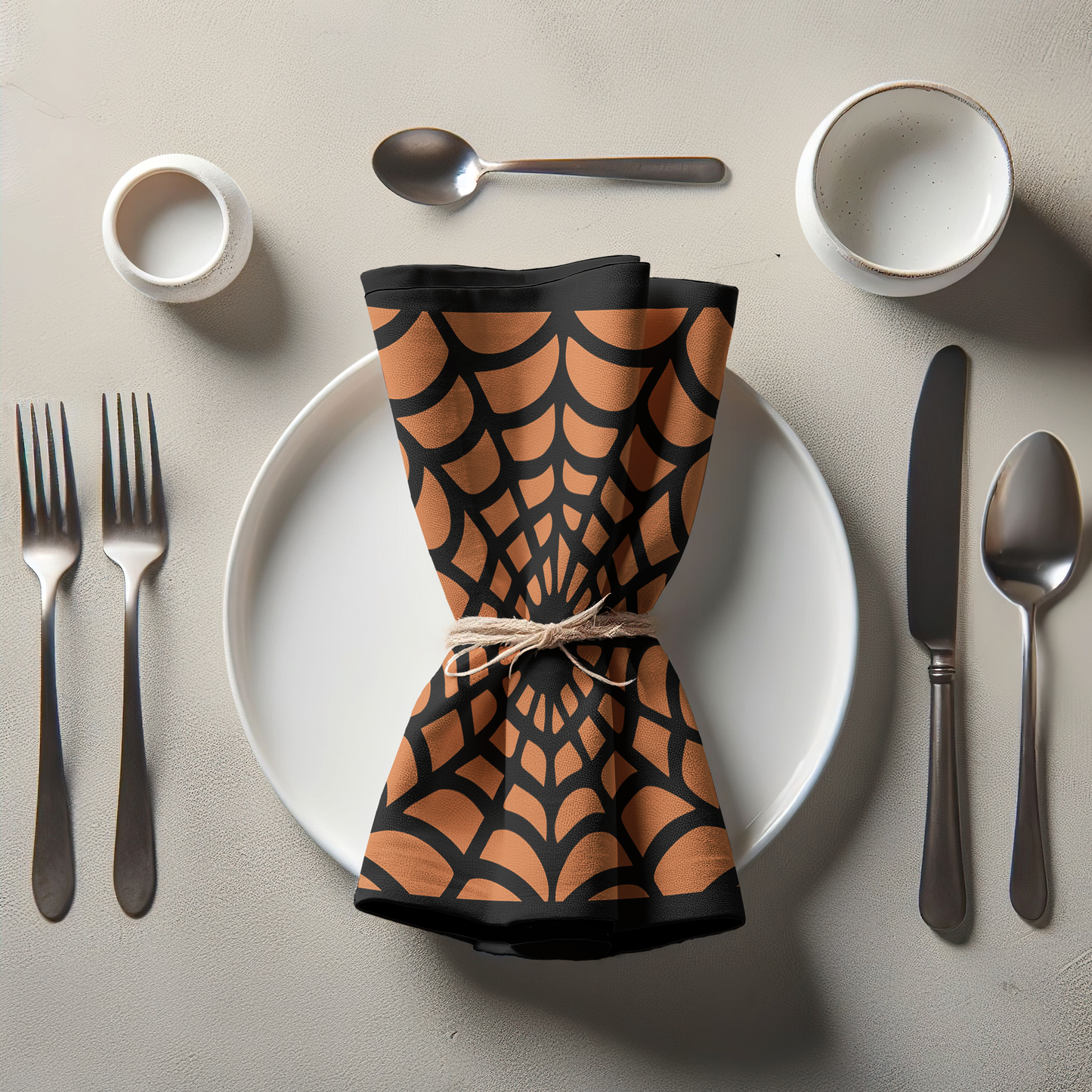 Spiderweb Napkin in Pumpkin in Lightweight Linen