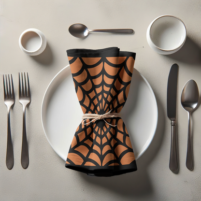 Spiderweb Napkin in Pumpkin in Lightweight Linen