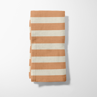 ONE Medium Stripes - Burnt Butter in Lightweight Linen