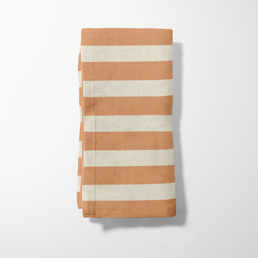 ONE Medium Stripes - Burnt Butter in Lightweight Linen