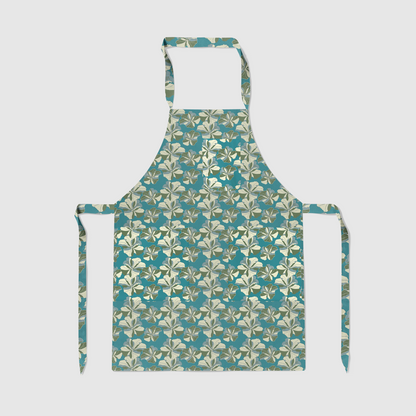 Tropical Cayena Blue & Light Yellow Full Chef Apron Organic Cotton Canvas Mid Weight