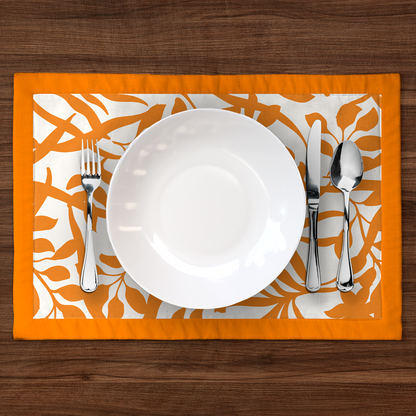 Figi Floral Placemat in Orange in Lightweight Linen