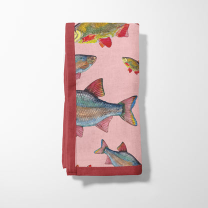 Rainbow Fish Napkin in Pink