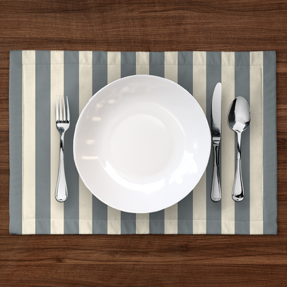 ONE Medium Stripes Placemat - Stone in Lightweight Linen