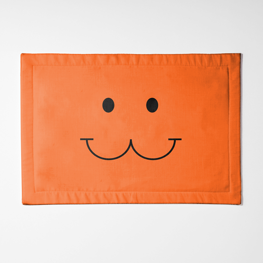 Cat Smile Orange Placemat - Lightweight Linen