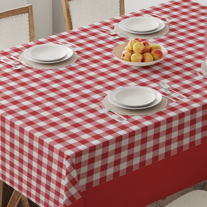 Gingham Tablecloth in Picnic Red - Mid Cotton Twill