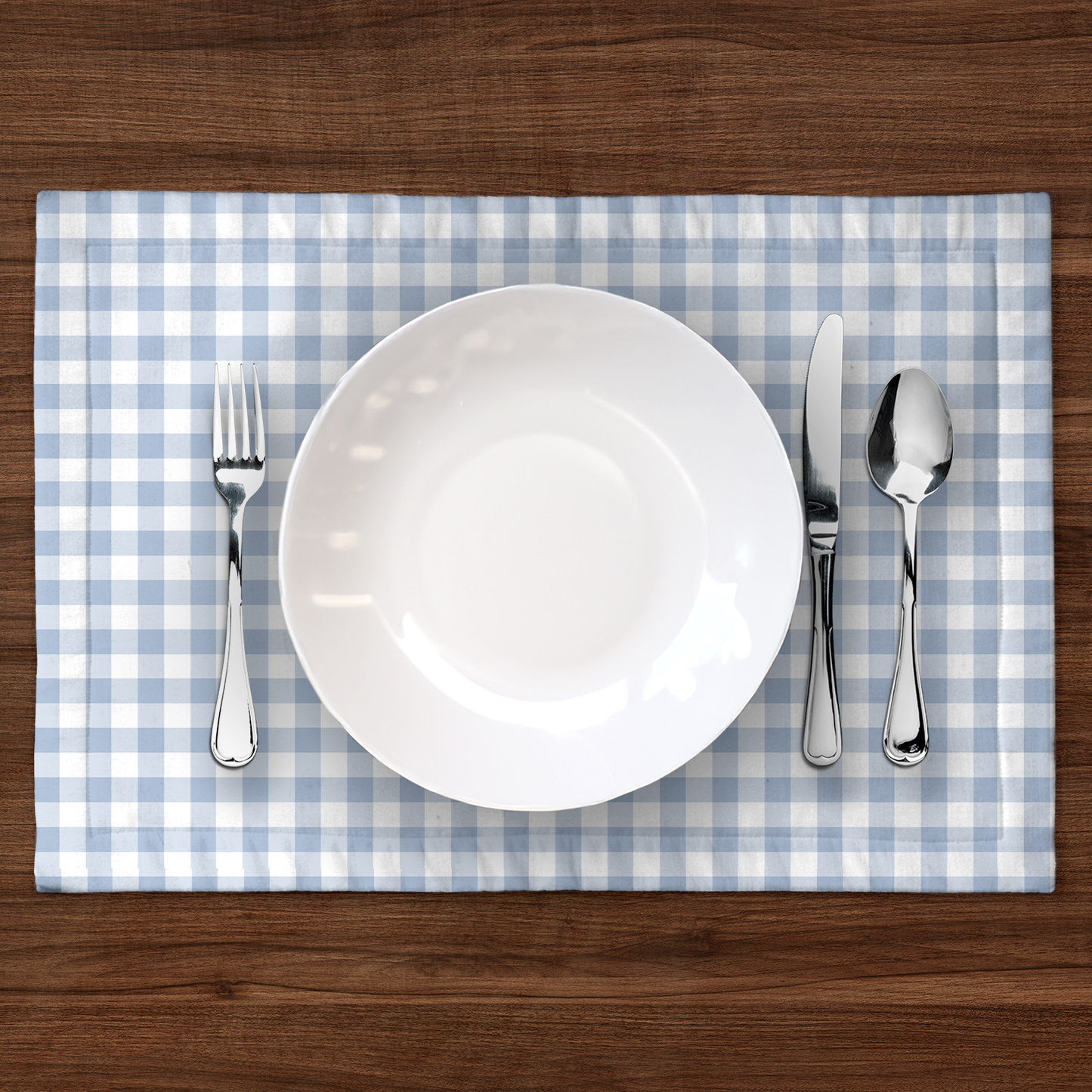 ONE Mini Gingham Placemat in Pastel Blue in Mid Weight Cotton Twill