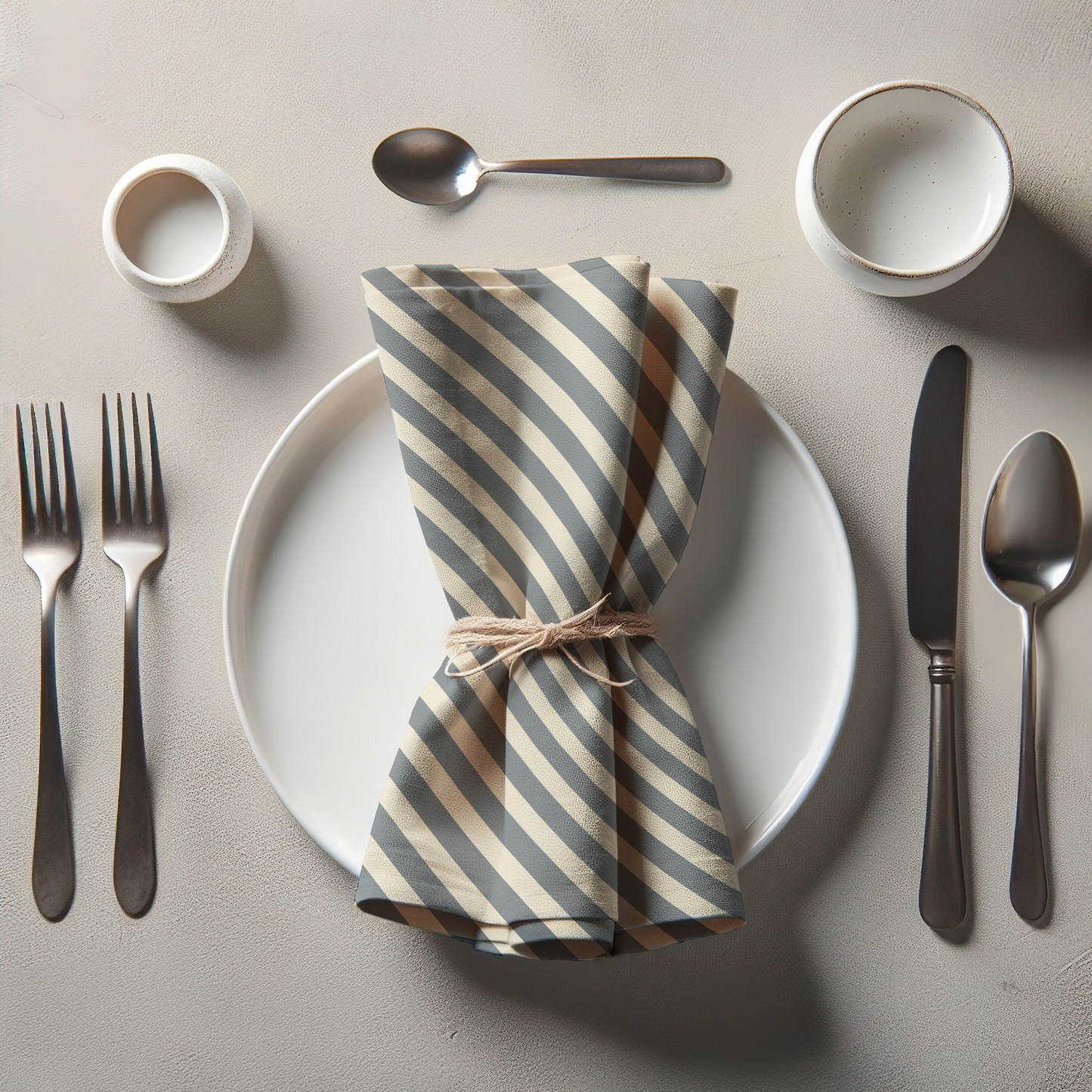 ONE Diagonal Stripe Napkin - Stone in Organic Cotton Voile