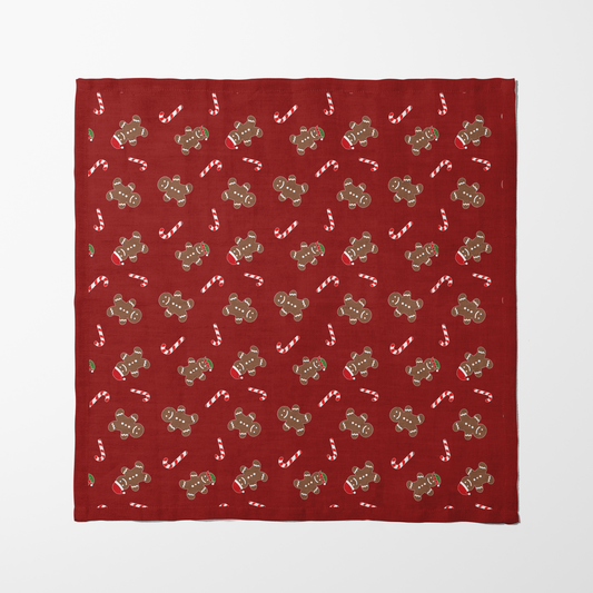 Gingerbread Dudes Napkin in Dark Red