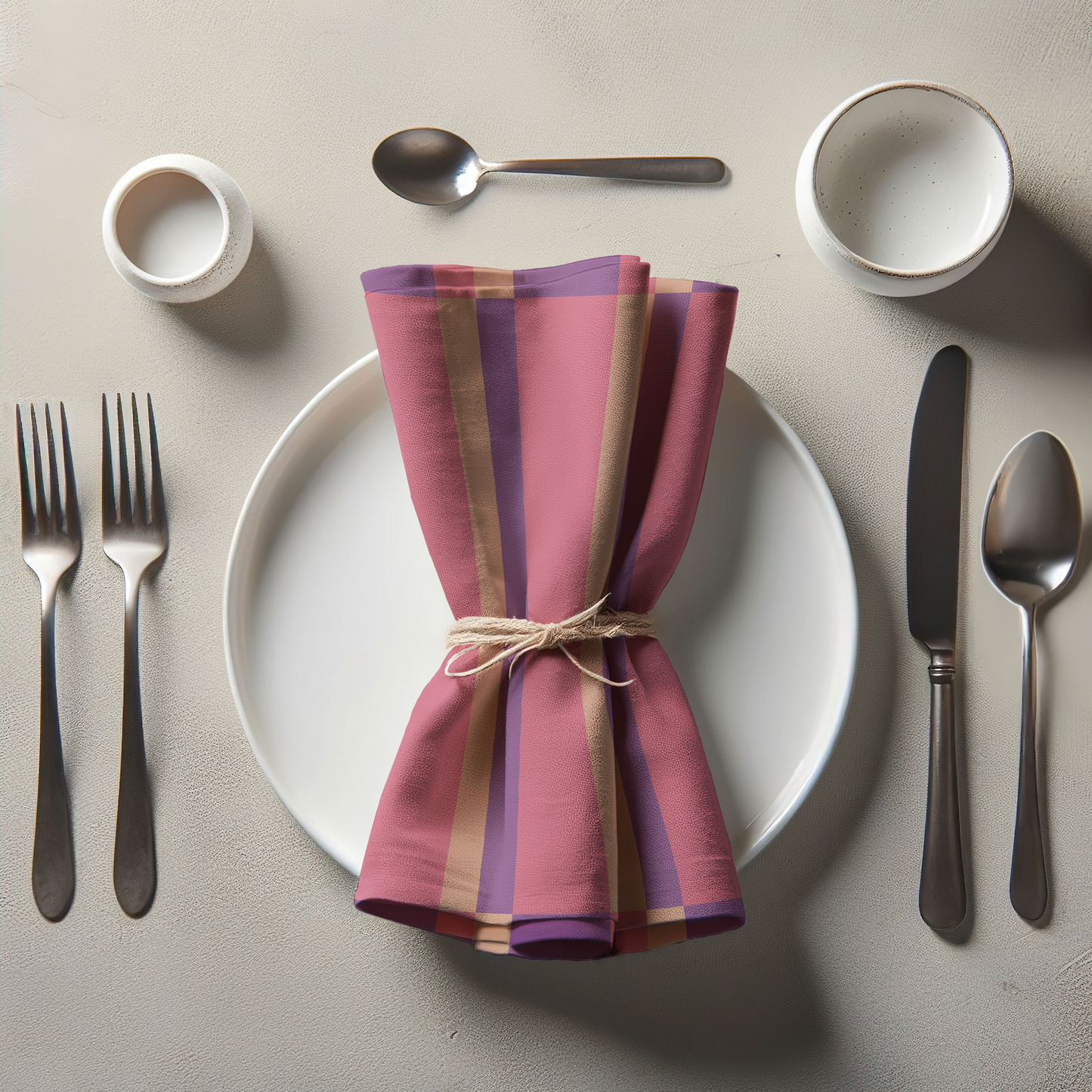 Candy Stripes Pink Napkin in Lightweight Linen