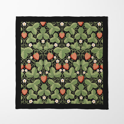 Arts & Crafts Strawberries on Black Napkin in Lightweight Linen