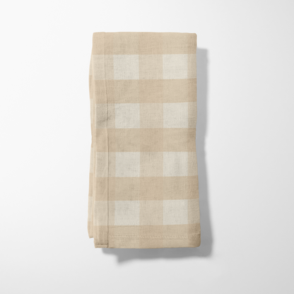 ONE Small Gingham Napkin - Eggshell in Lightweight Linen