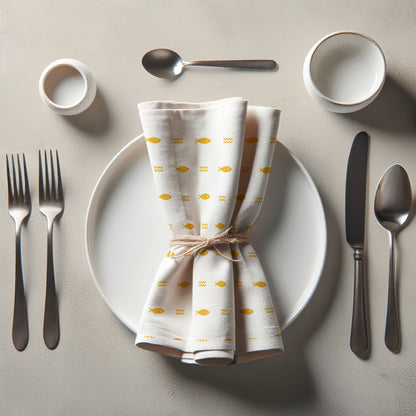 Fish and Waves Napkin in Orange