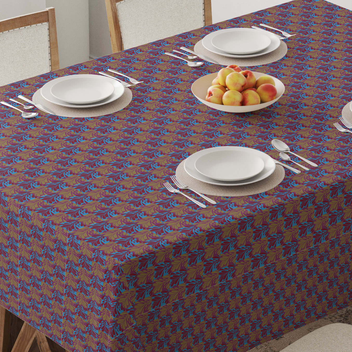 Water Drops Tablecloth in Red in Mid Cotton Twill