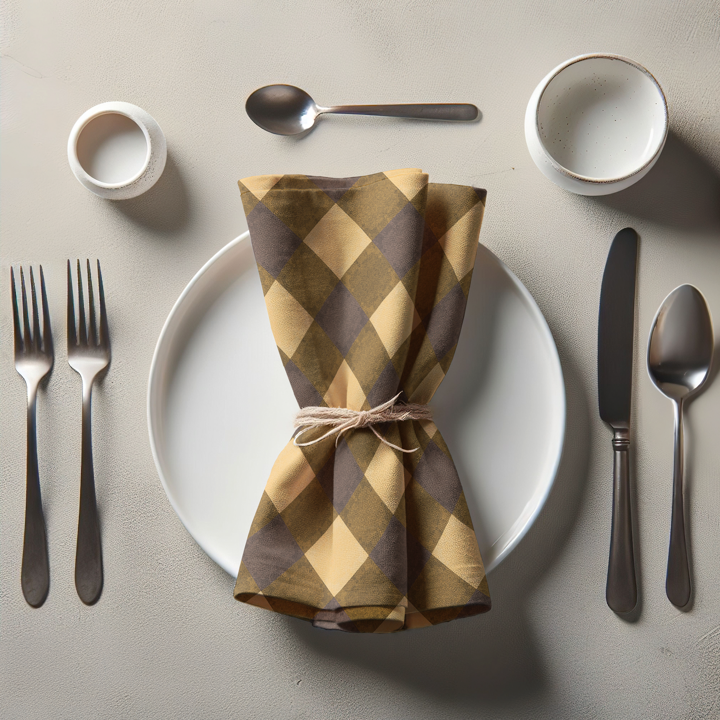 Mocha Gingham Napkin - Lightweight Cotton