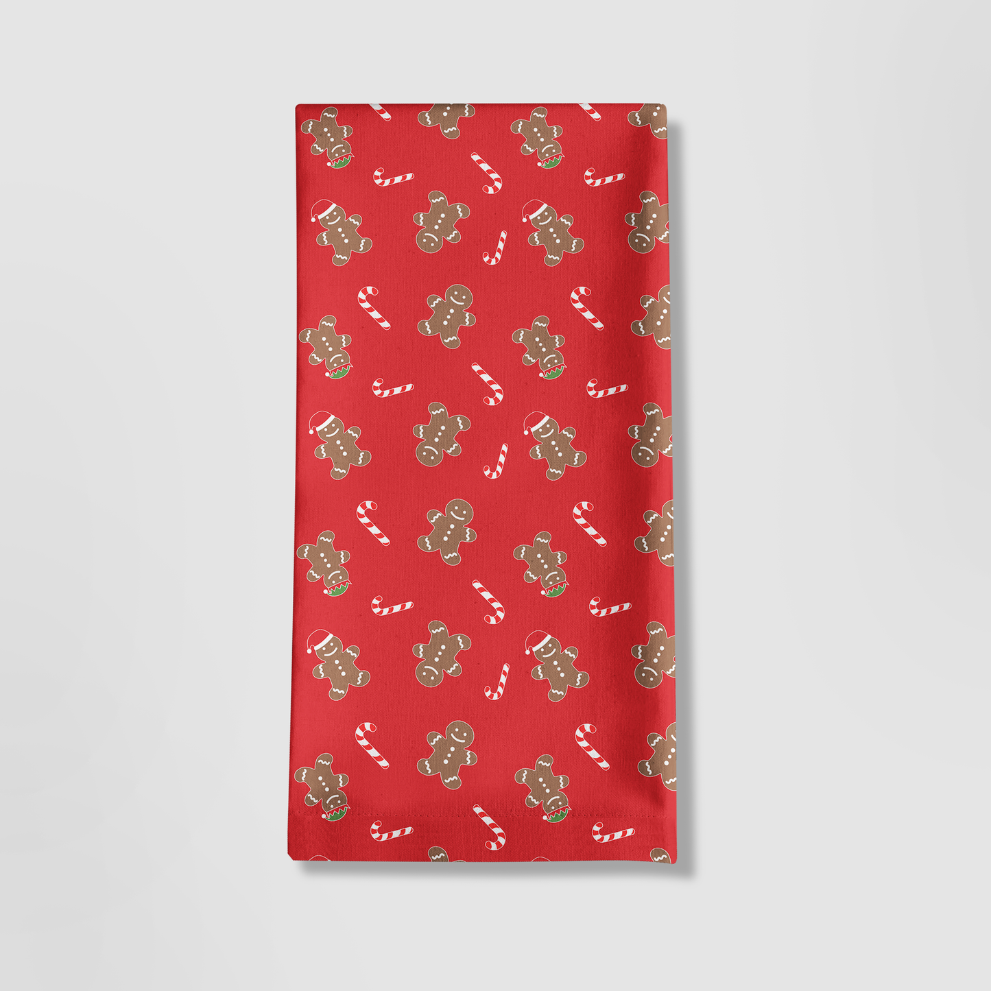 Gingerbread Dudes Tea Towel in Light Red