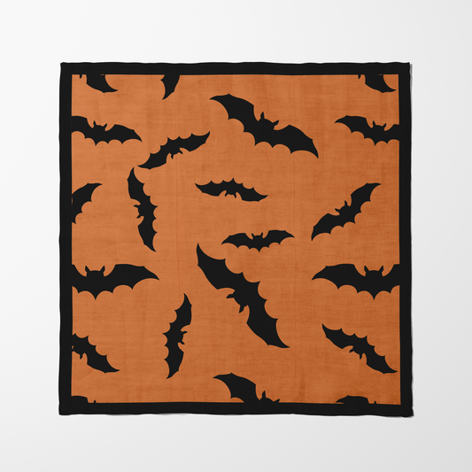 Bats in Pumpkin Napkin in Lightweight Linen