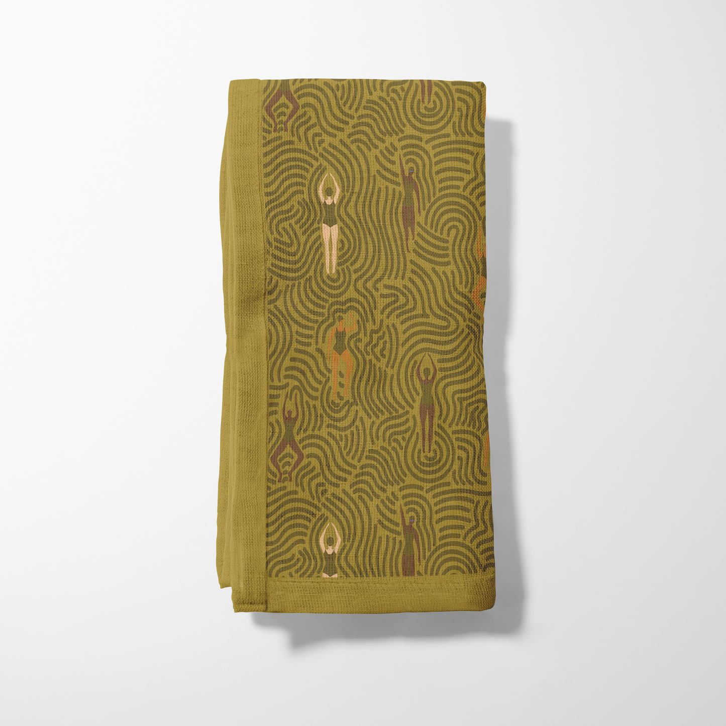Swimmers in Summer in Gold Napkin in Organic Cotton Voile