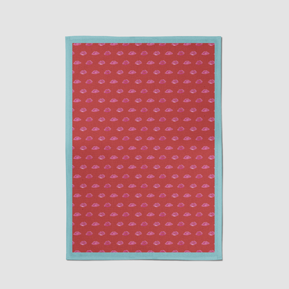 Zebra Red Smooch with Aqua Tea Towel