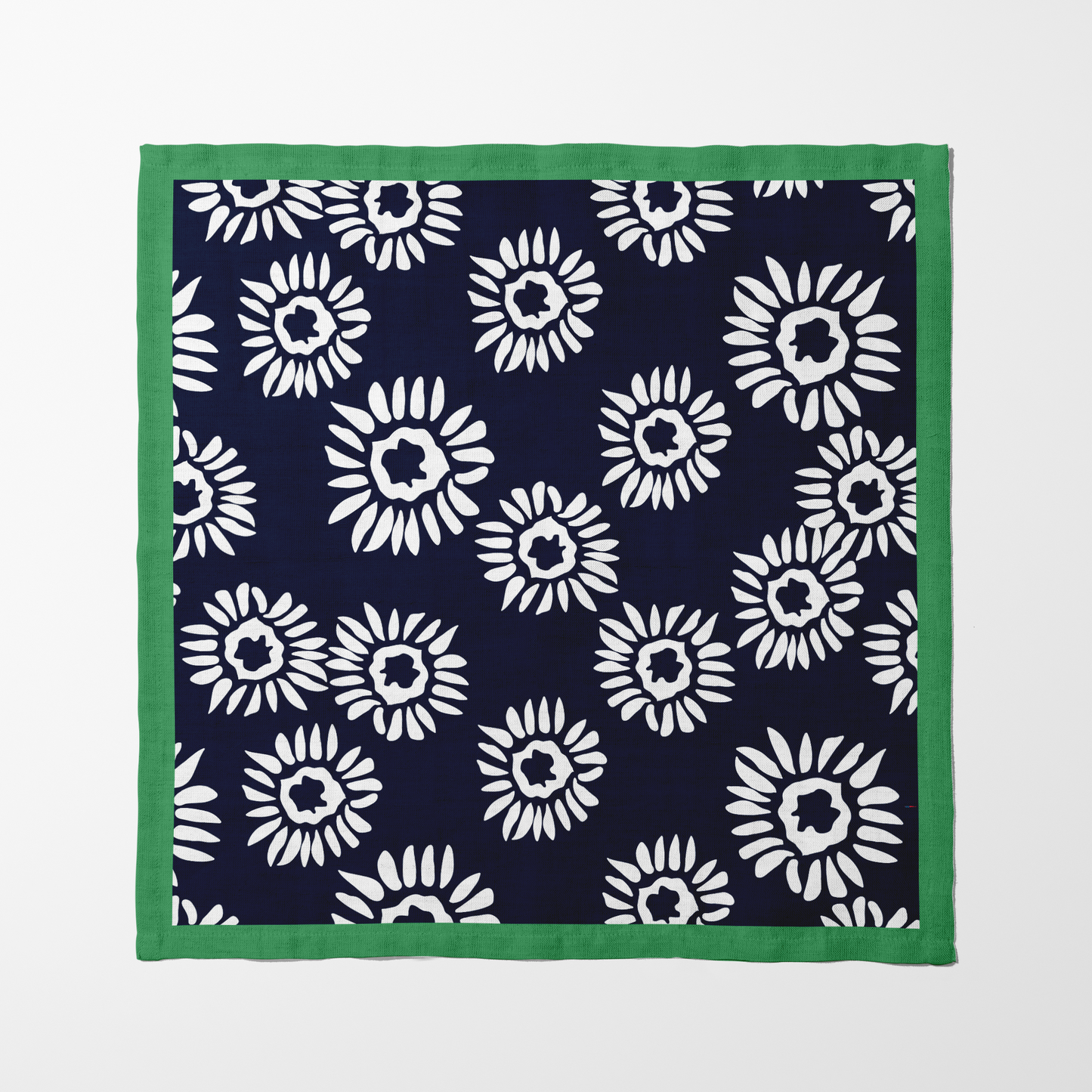 Navy Daisies Napkin in Organic Cotton Voile