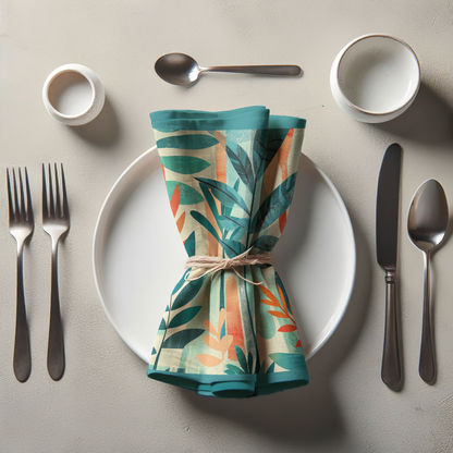 Orange and Blue Plants Napkin