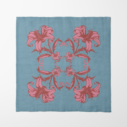 Art Nouveau Flower Napkin in Blue