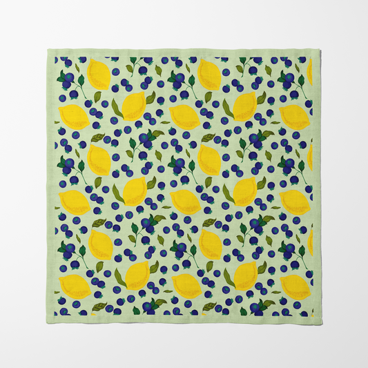 Spring Lemons Napkin in Lime - Lightweight Linen