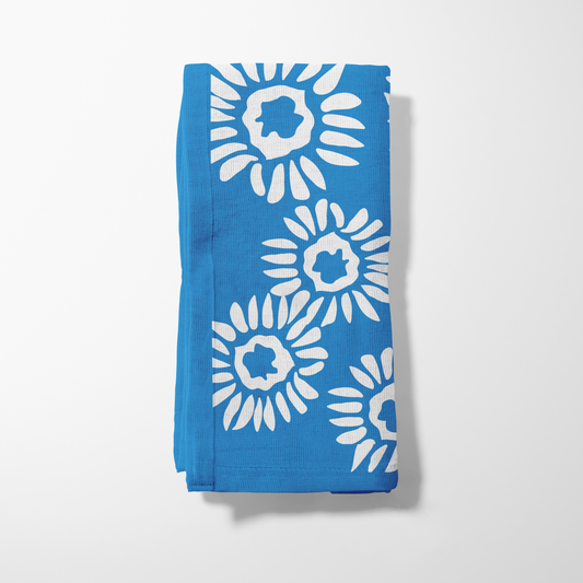 Cerulean Daisies Napkin - Lightweight Linen