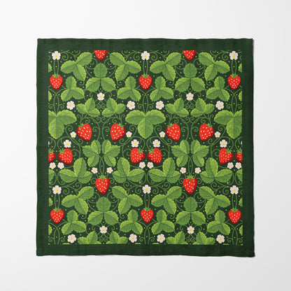 Arts & Crafts Strawberries in Green Napkin in Lightweight Linen