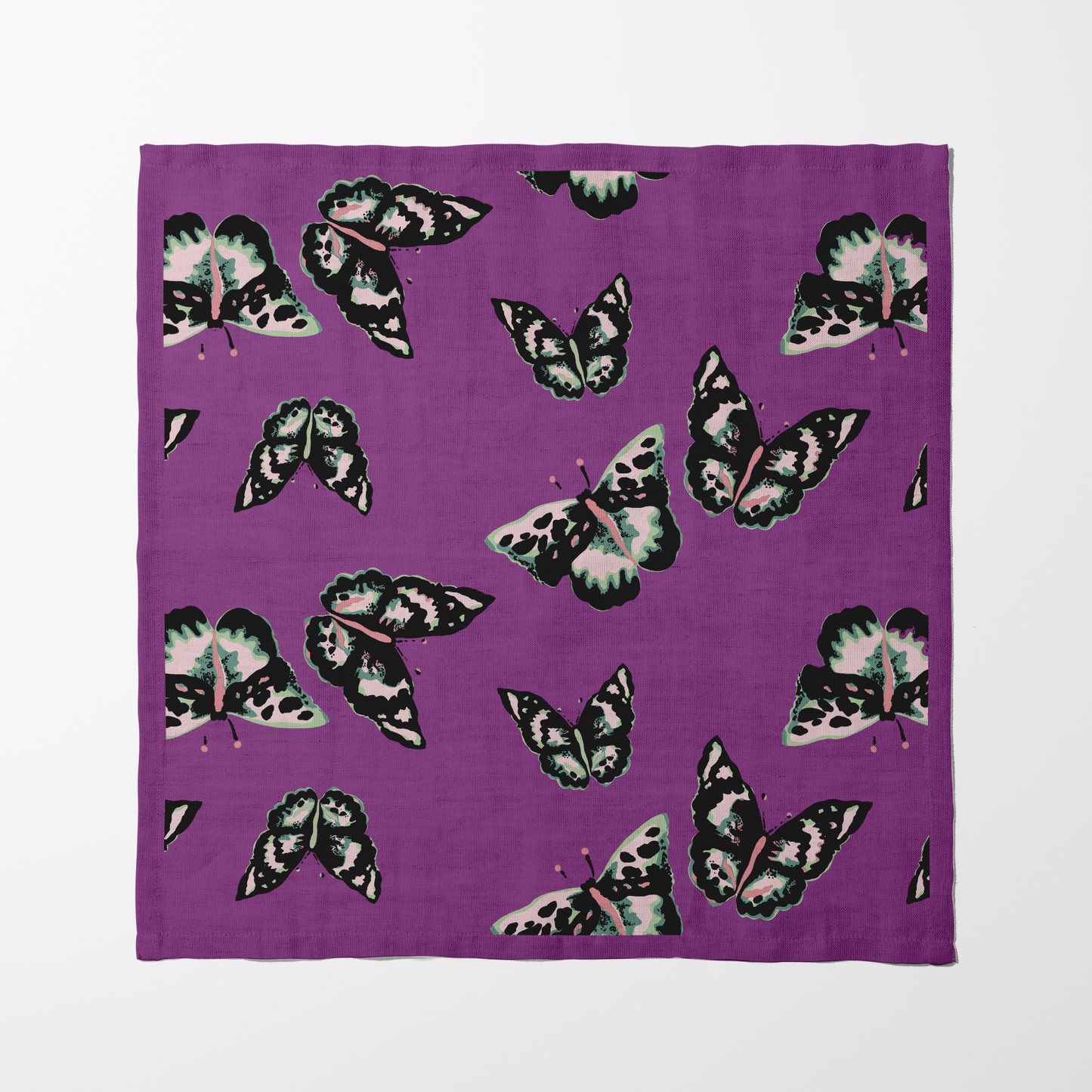 Sweet Butterflies Napkin in Purple in Lightweight Linen