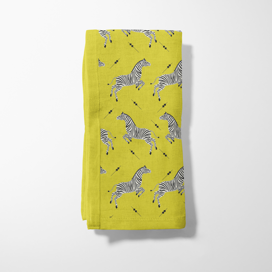 Leaping Zebras Napkin in Yellow