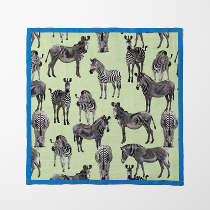 Zias Zebras Napkin Lime Cerulean - Lightweight Linen