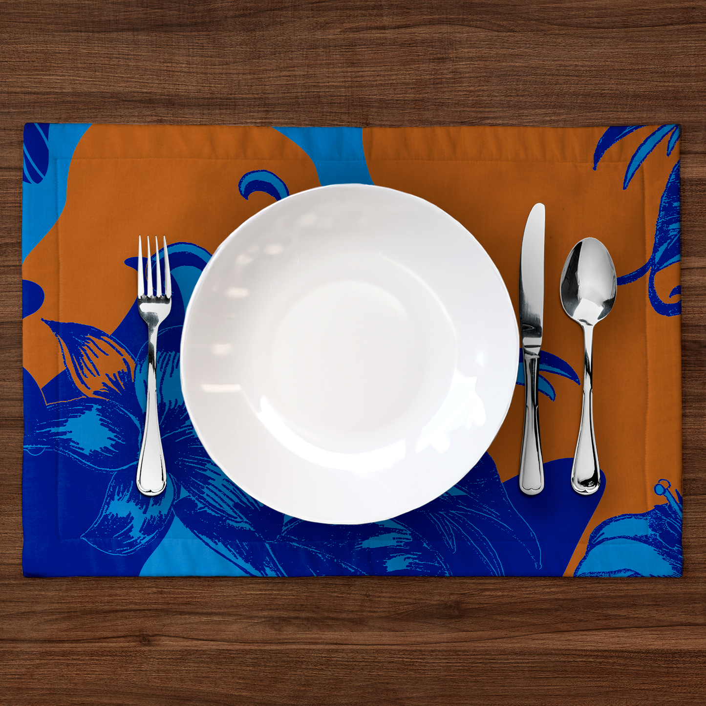 Tropical Paissage Placemat in Blue & Orange