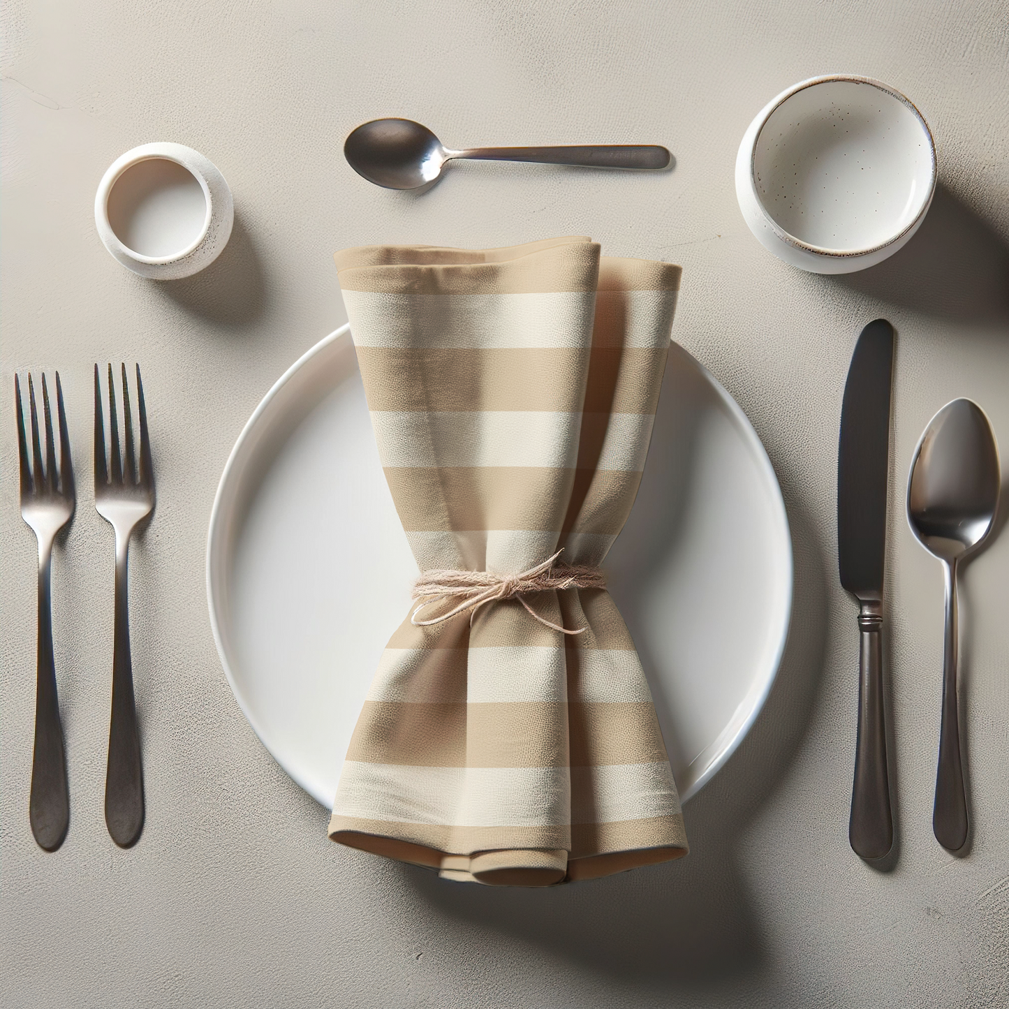 ONE Large Stripes Napkin - Eggshell in Organic Cotton Voile