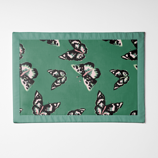 Sweet Green Butterflies Placemat in Lightweight Linen