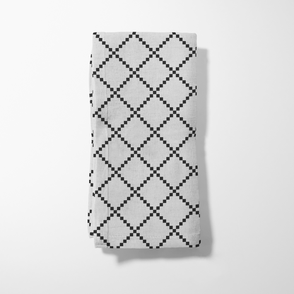 ONE Diamond Grid Napkin - Gray in Organic Cotton Voile