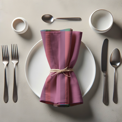 Candy Stripes Napkin in Pink in Organic Cotton Voile