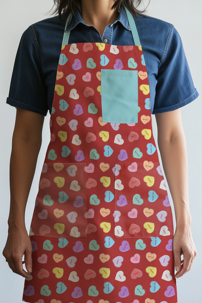 Zebra Red Candy Hearts with Aqua Apron