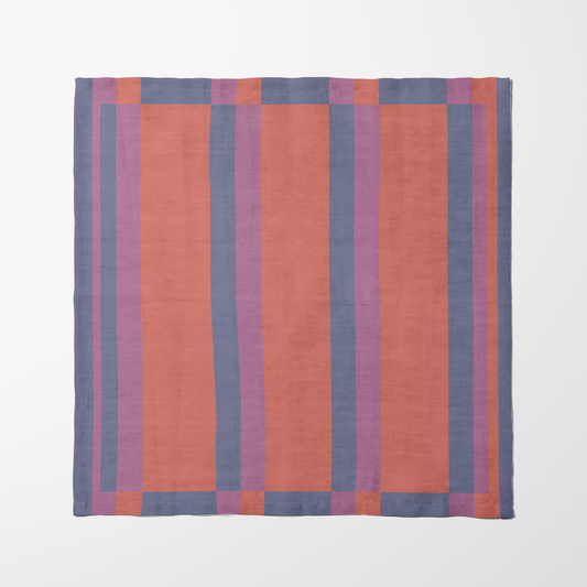 Candy Stripes Bright Pink & Purple Napkin in Organic Cotton Voile