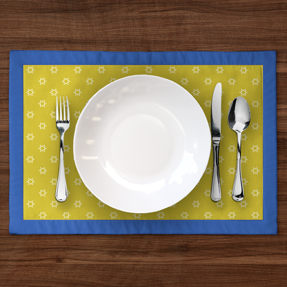 Star of David Placemat in Yellow with Dark Blue Border