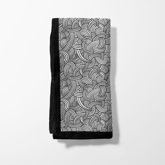 Noodle Modern Abstract Black and White Napkin