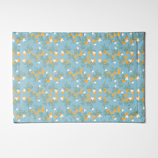 Lemon Flower Placemat in Light Blue