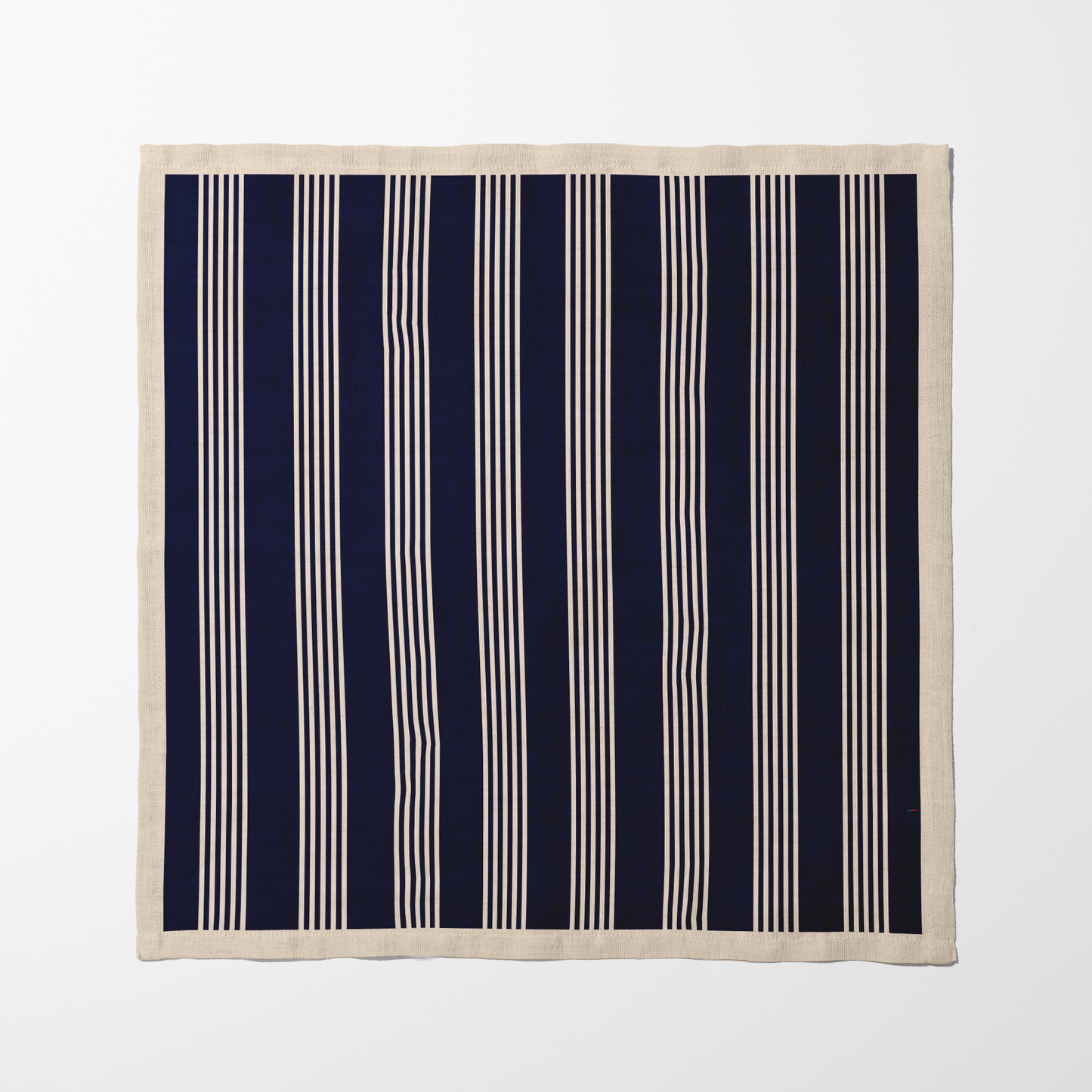 Retro Stripe Napkin - Navy with Ivory in Lightweight Linen