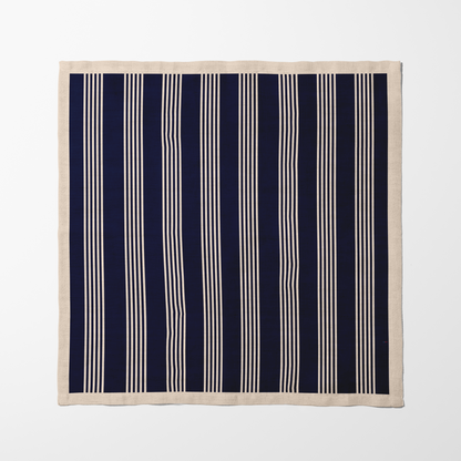 Retro Stripe Napkin - Navy with Ivory in Lightweight Linen