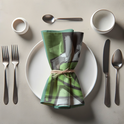 Graphic Lines Napkin with Green