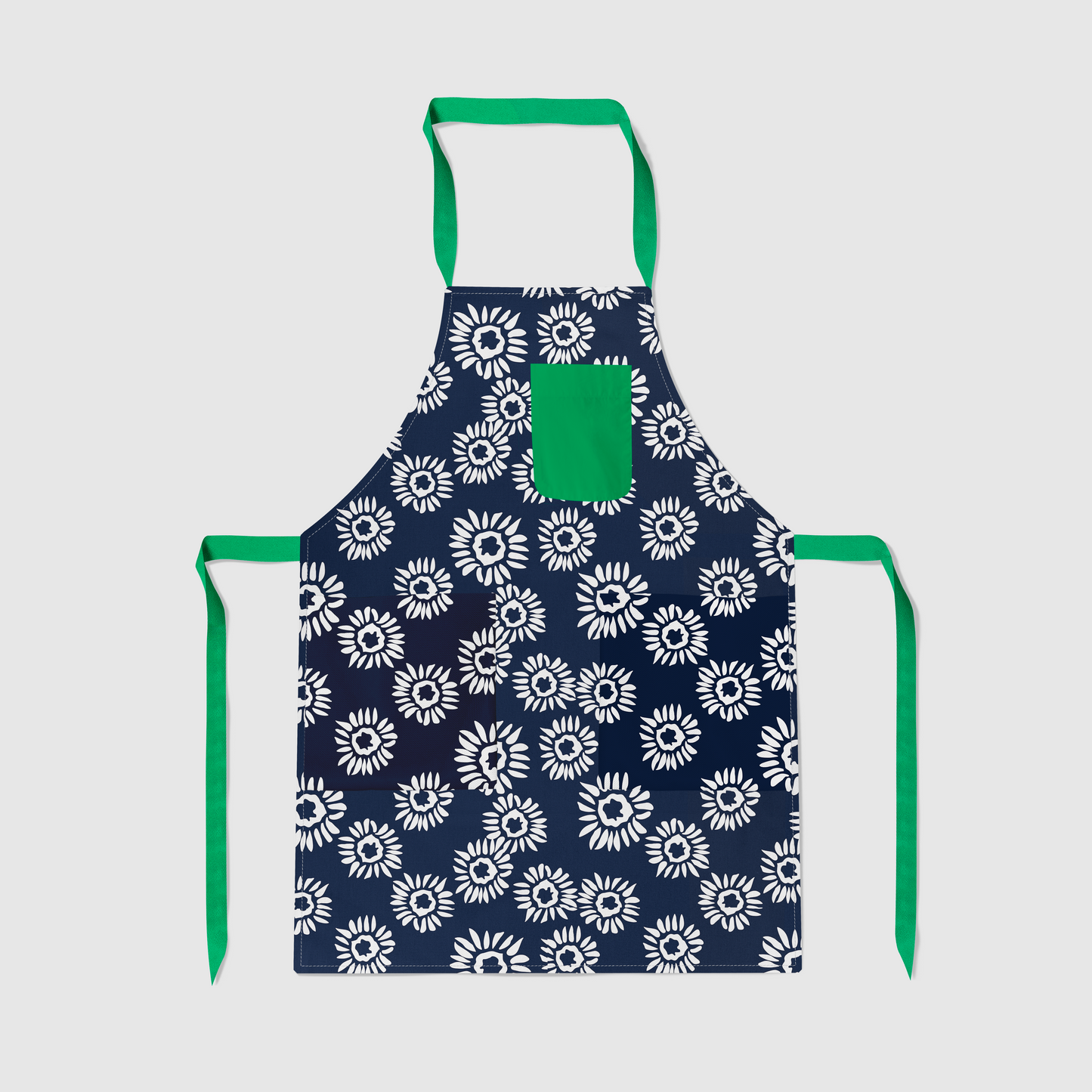 Navy Daisies Full Chef Apron