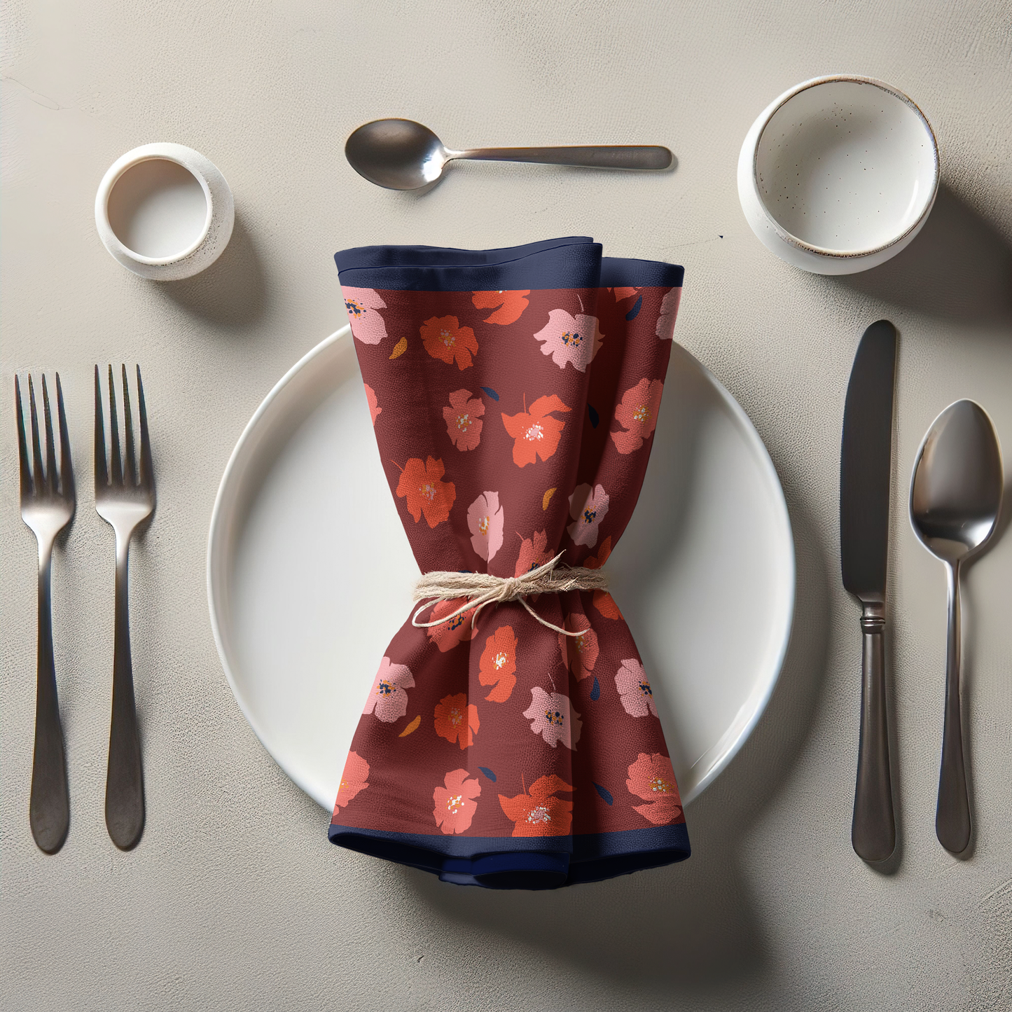 Crimson Poppies Napkin in Organic Cotton Voile