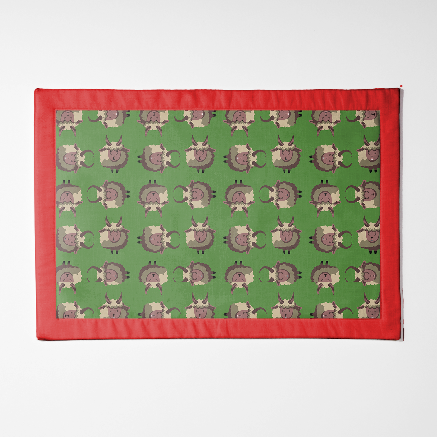 Krampus Placemat in Light Green with Light Red Border